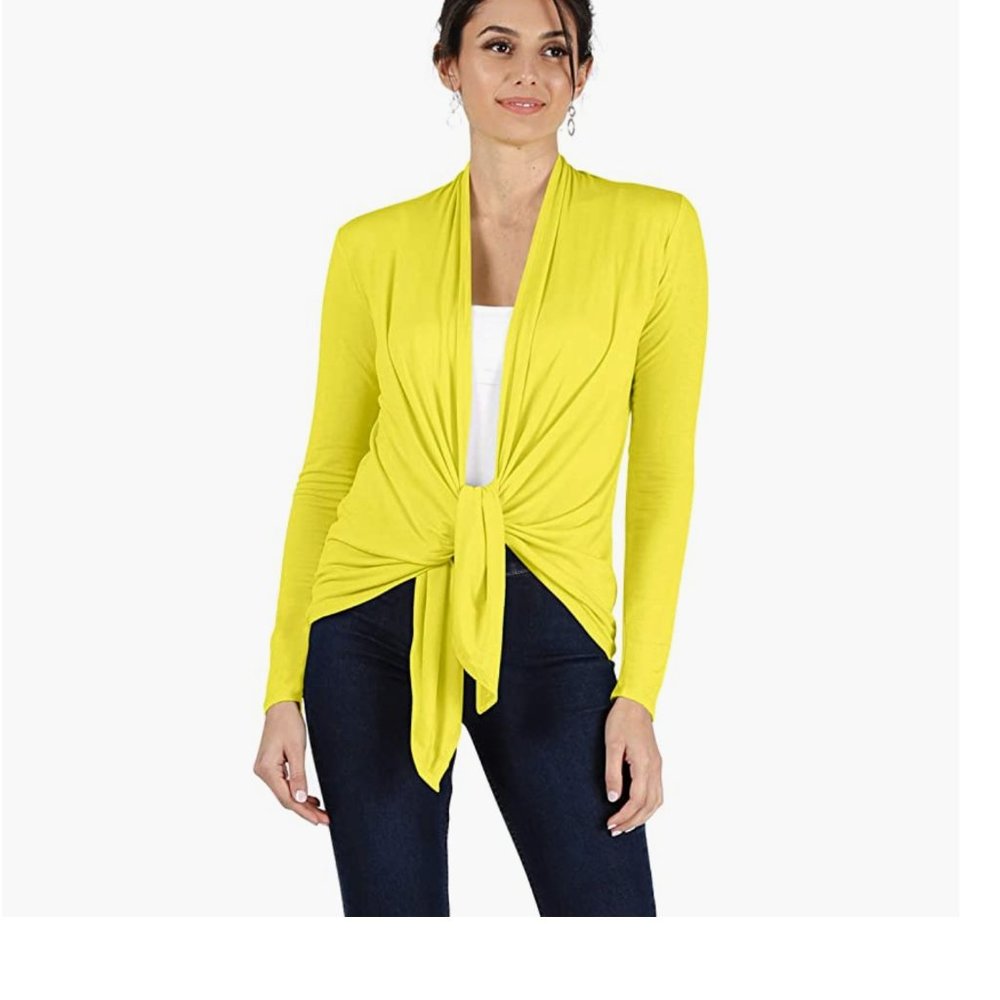 Yellow Open Front Cardigan
